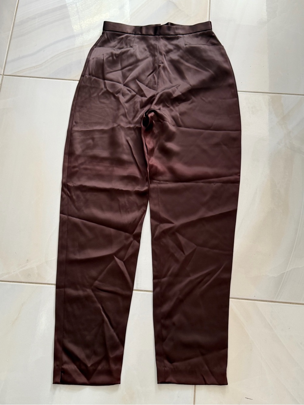 Women's Satin Straight-Leg Pants - Brown